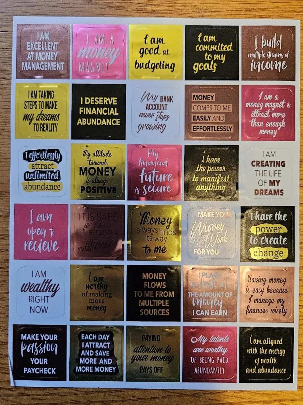Decorative Planner Sticker Sheet - Pink, Gold, Black